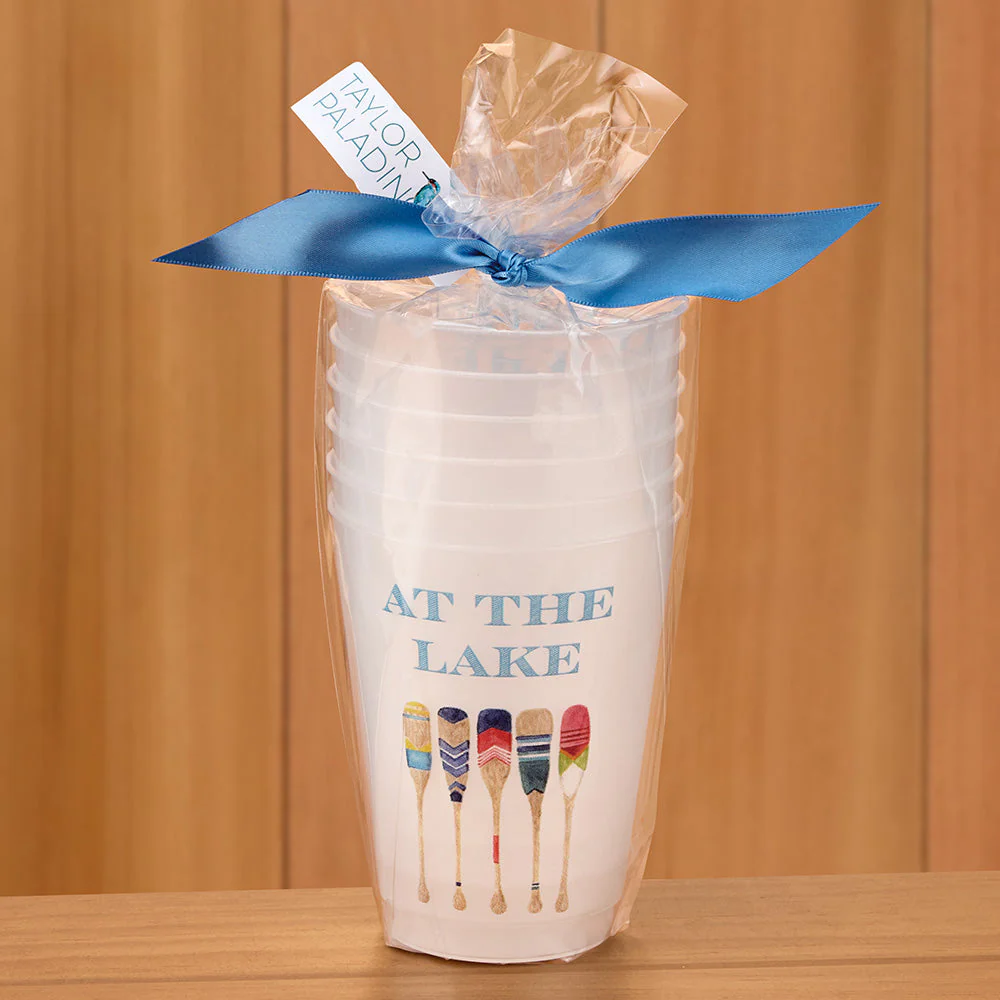 Taylor Paladino Frosted Plastic Cups, Set of 6 - Paddles at the Lake - Image 2