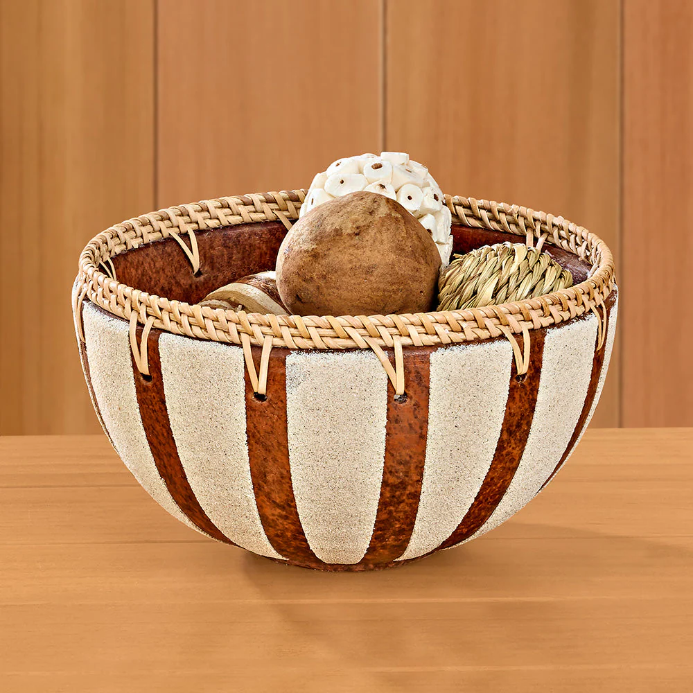 Terracotta and Rattan Decorative Bowl - Image 2