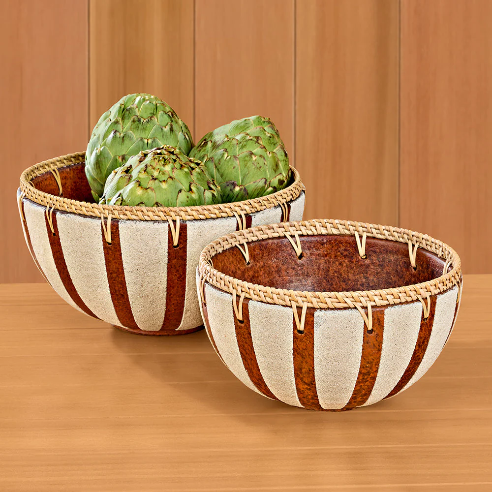 Terracotta and Rattan Decorative Bowl - Image 3