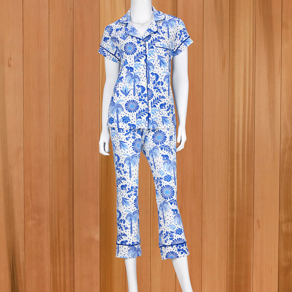 The Cat's Pajamas Women's Pima Knit Capri Pajama Set, Palmera - Image 2
