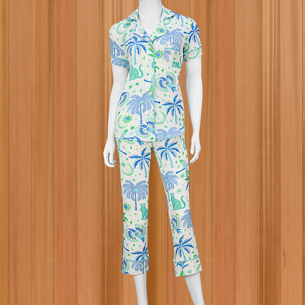 The Cat's Pajamas Women's Pima Knit Capri Pajama Set, Toucan Terrace - Image 2