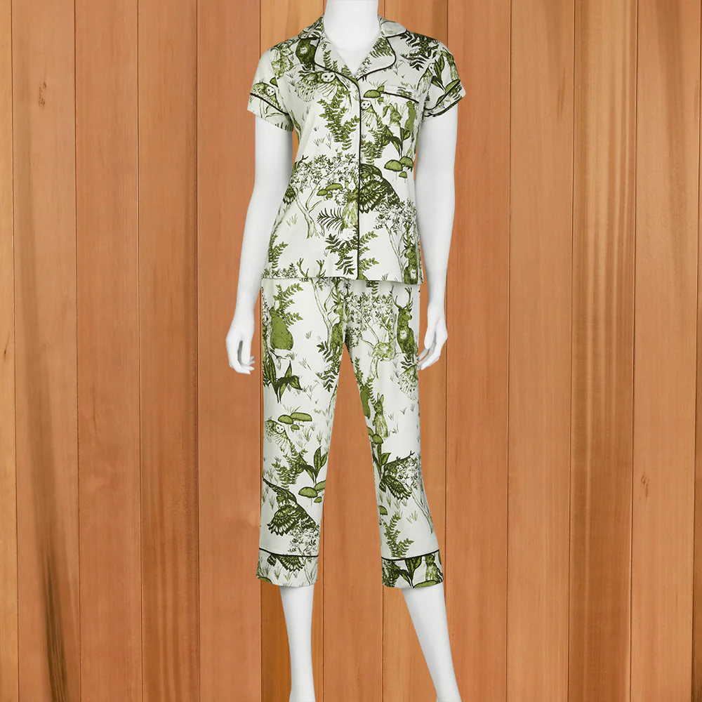 The Cat's Pajamas Women's Pima Knit Capri Pajama Set, Woodside - Image 2