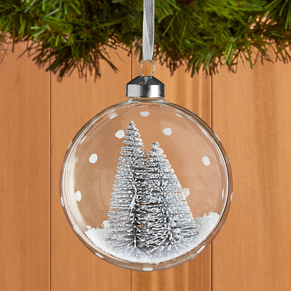 Tinsel Tree Glass Globe Ornament - Image 2