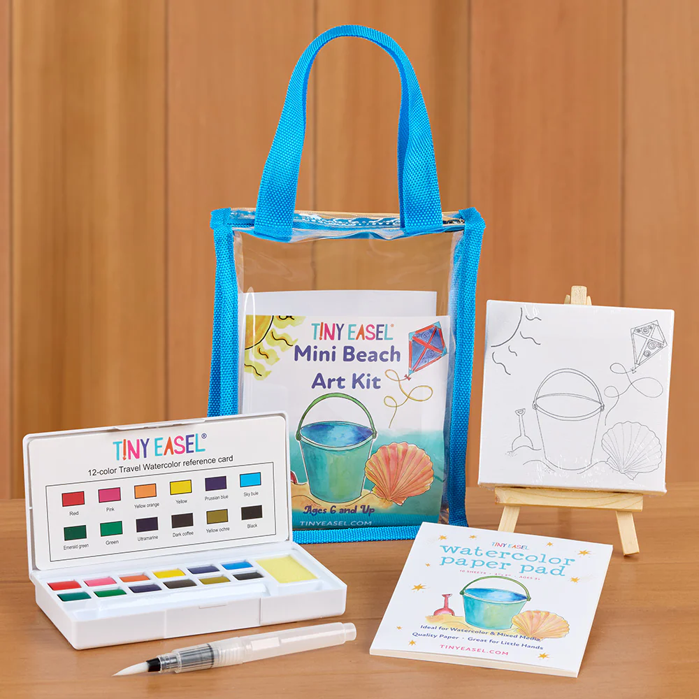 Tiny Easel Mini Painting Art Kit, Beach - Image 2