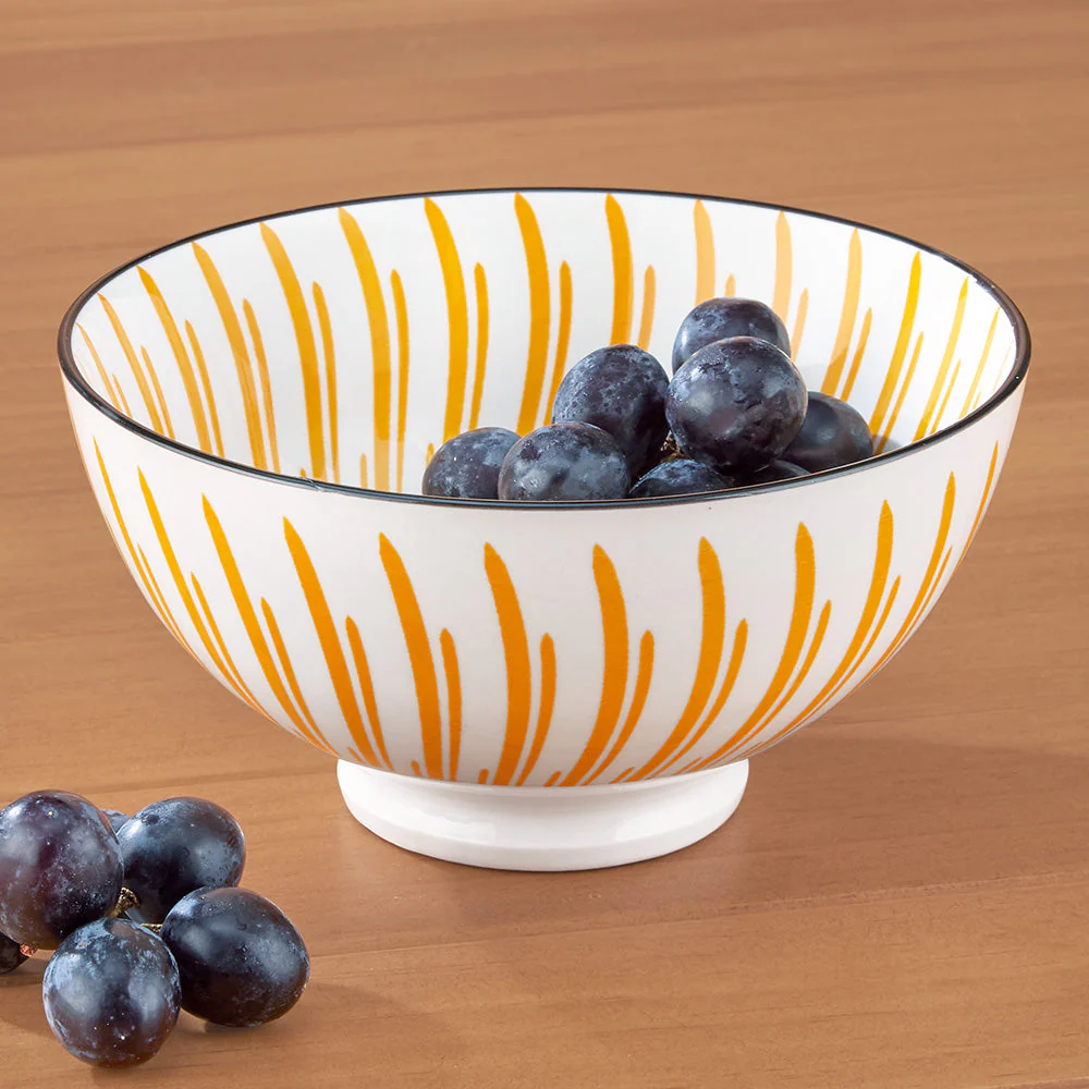 Torre & Tagus Kiri Porcelain Bowl, Yellow Sunburst
