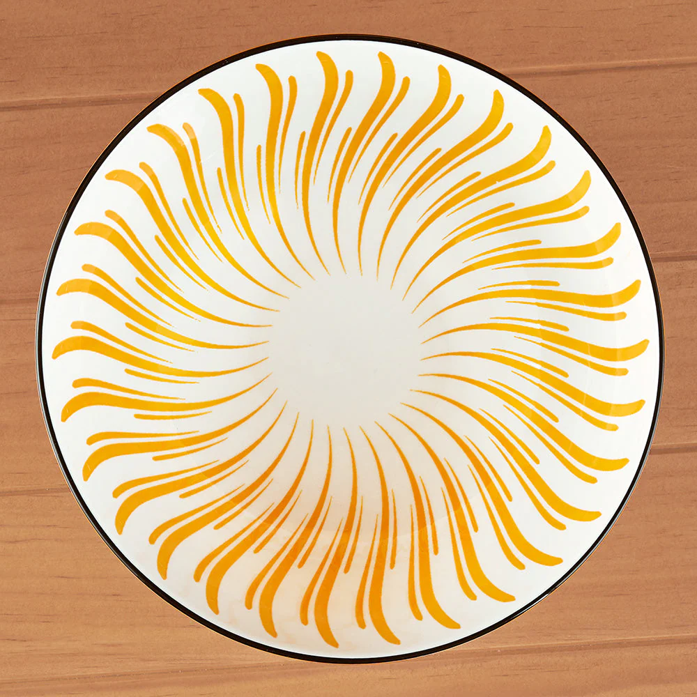 Torre & Tagus Kiri Porcelain Bowl, Yellow Sunburst - Image 2
