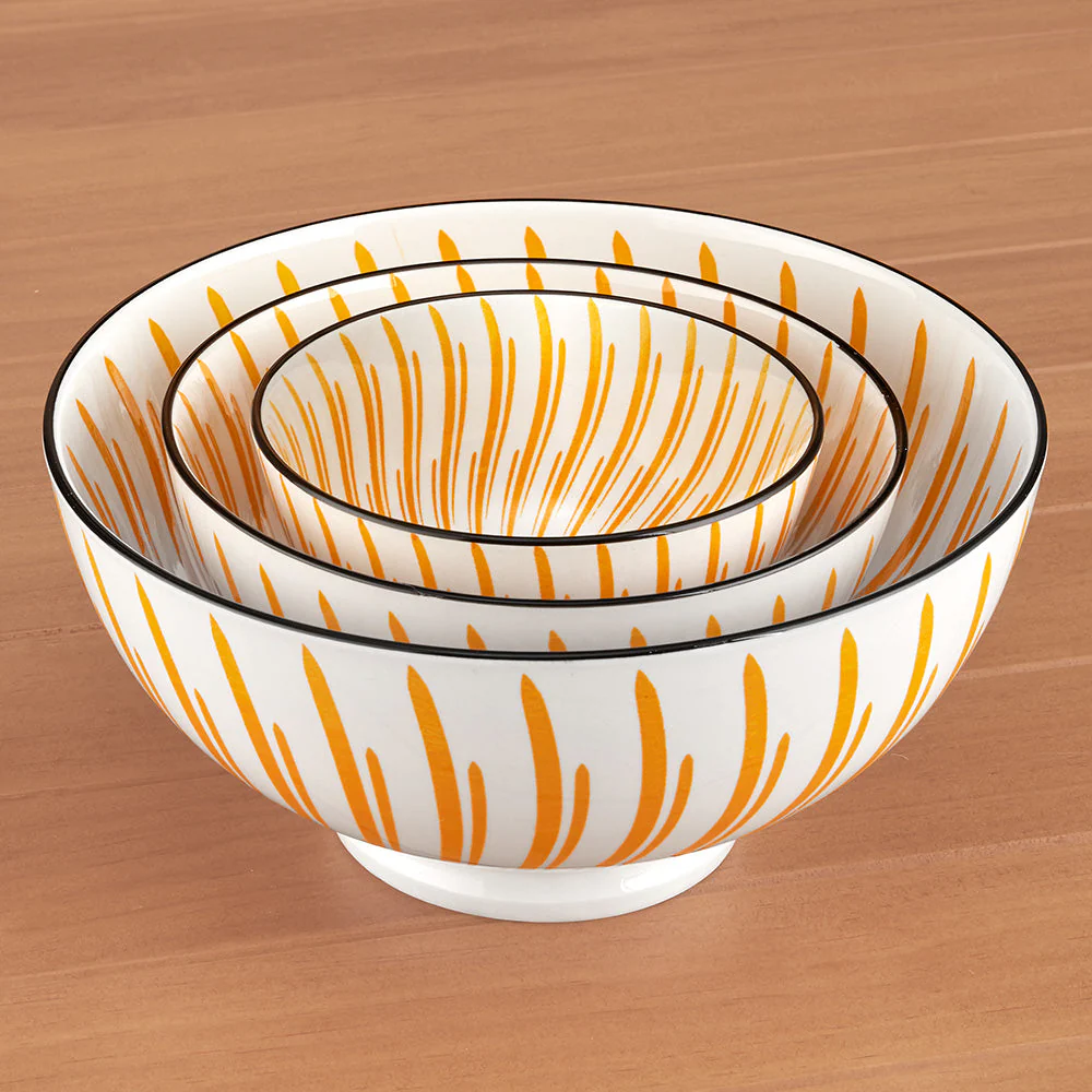 Torre & Tagus Kiri Porcelain Bowl, Yellow Sunburst - Image 3
