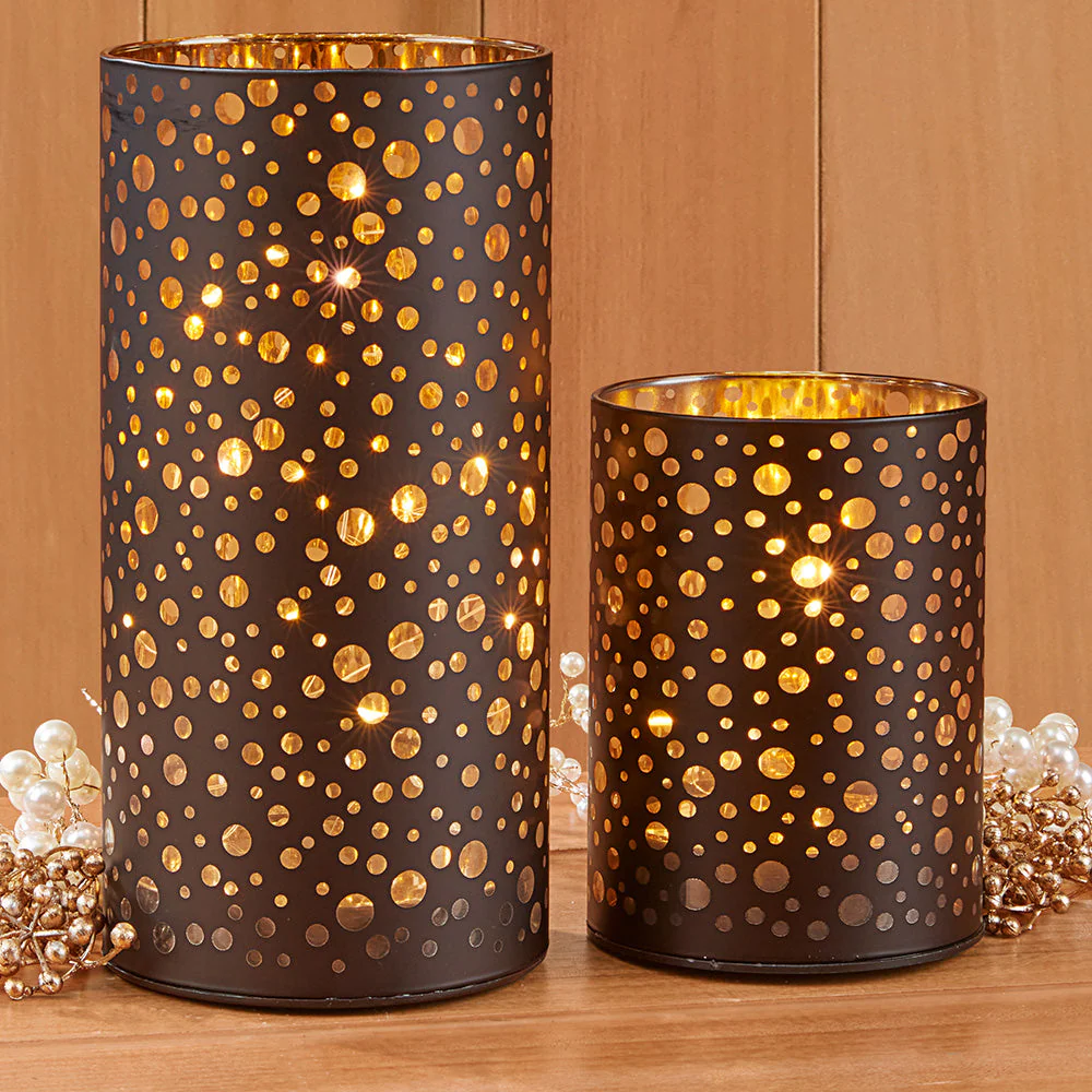 Torre & Tagus LED Glass Hurricane, Dots - Image 2