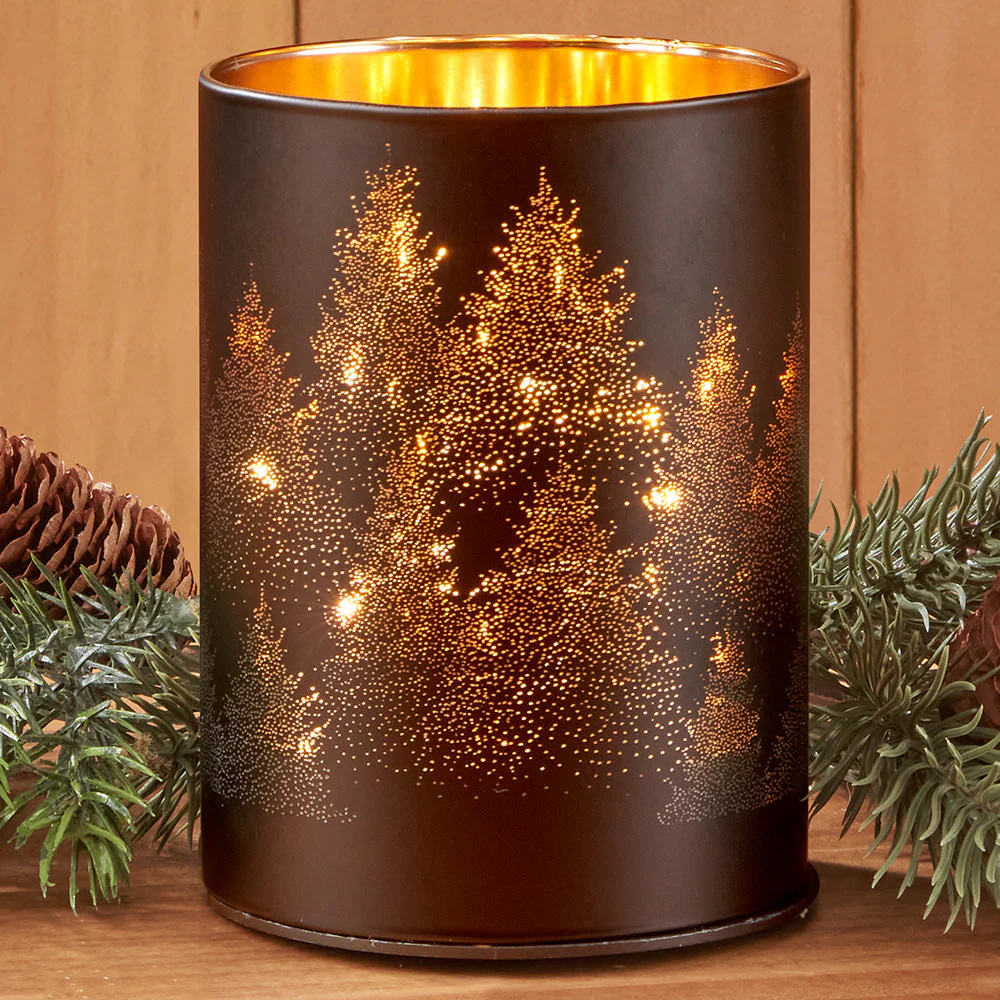 Torre & Tagus LED Glass Hurricane, Fir Forest - Image 2