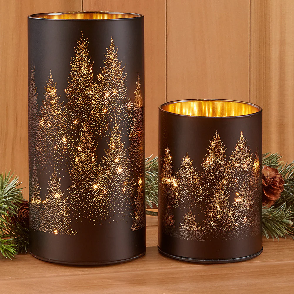 Torre & Tagus LED Glass Hurricane, Fir Forest - Image 3