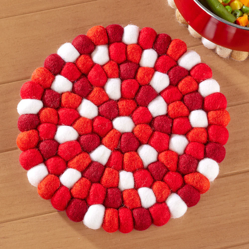 Torre & Tagus MODWOOL Felt Trivet, Red & White