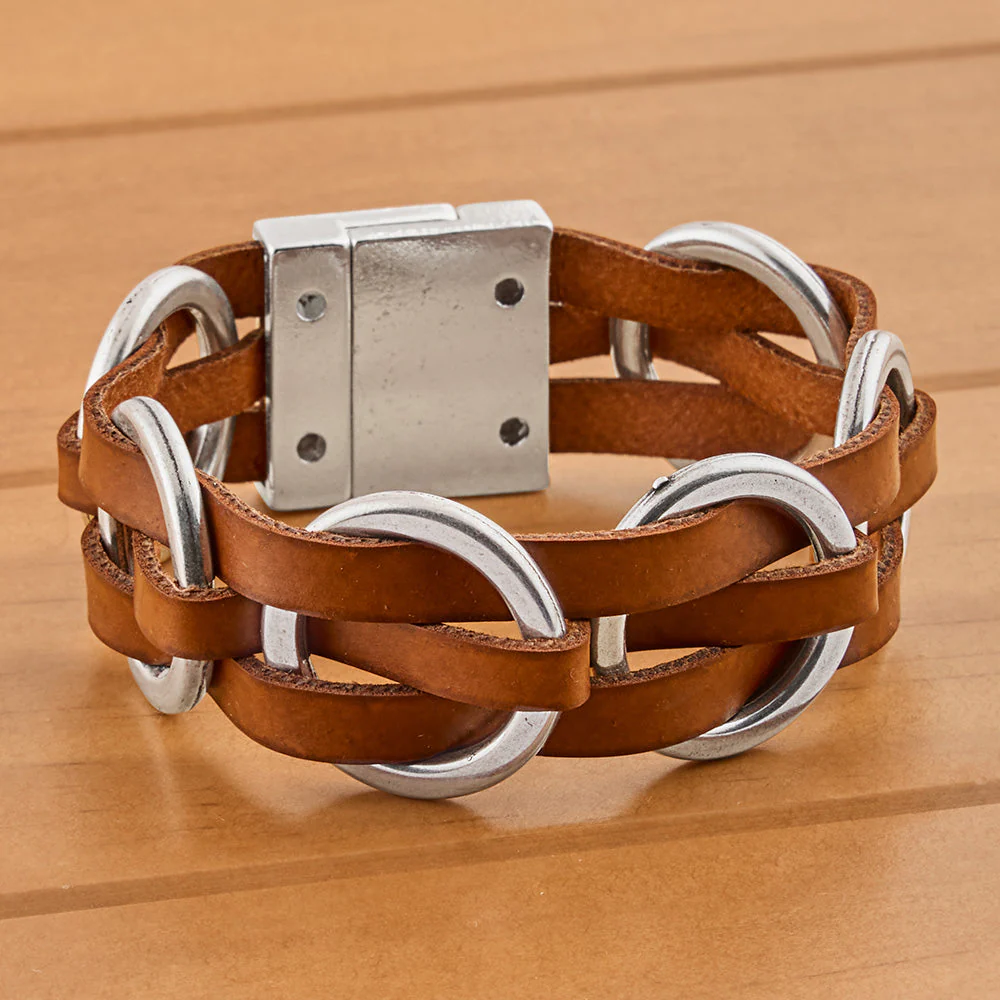 Trades by Haim Shahar Leather and Links Bracelet - Image 2
