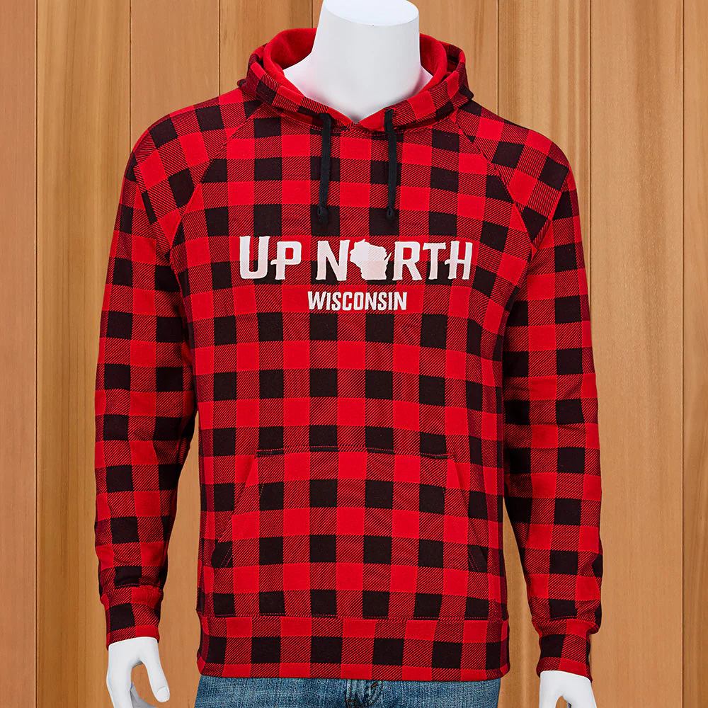 Unisex Buffalo Plaid "Up North" Wisconsin Hoodie