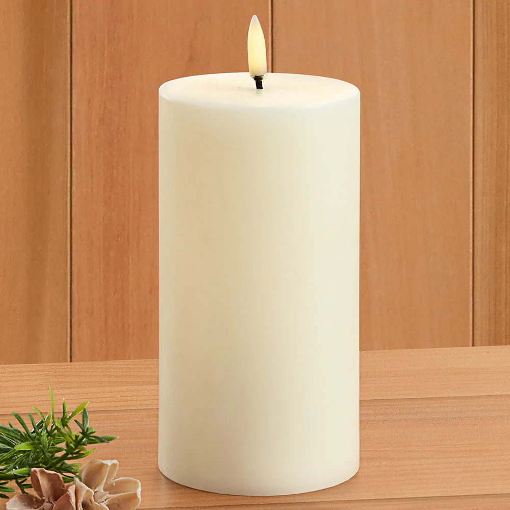 Unscented Flameless Pillar Candle, Ivory - Image 2