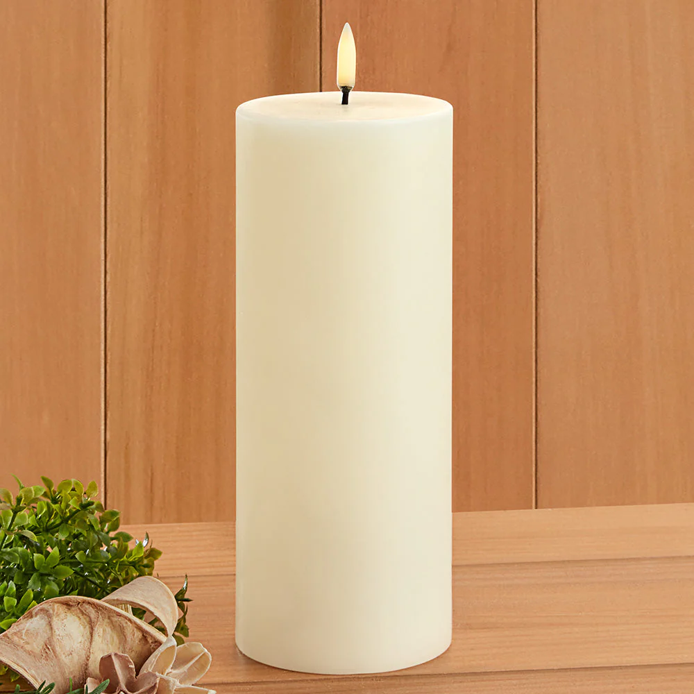 Unscented Flameless Pillar Candle, Ivory - Image 3