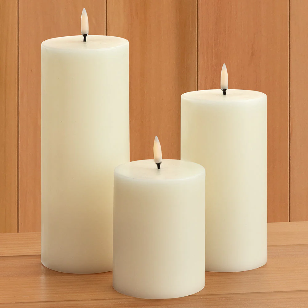 Unscented Flameless Pillar Candle, Ivory - Image 4
