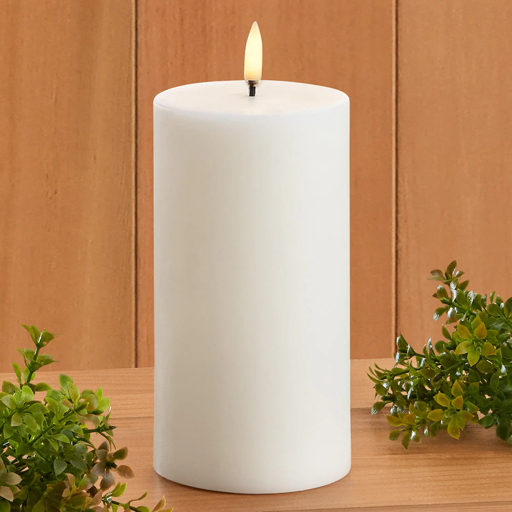 Unscented Flameless Pillar Candle, White - Image 2