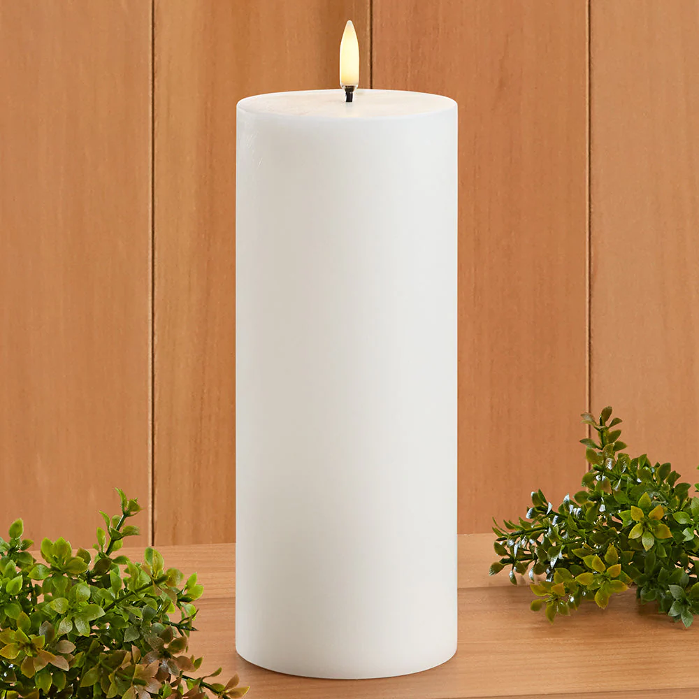 Unscented Flameless Pillar Candle, White - Image 3