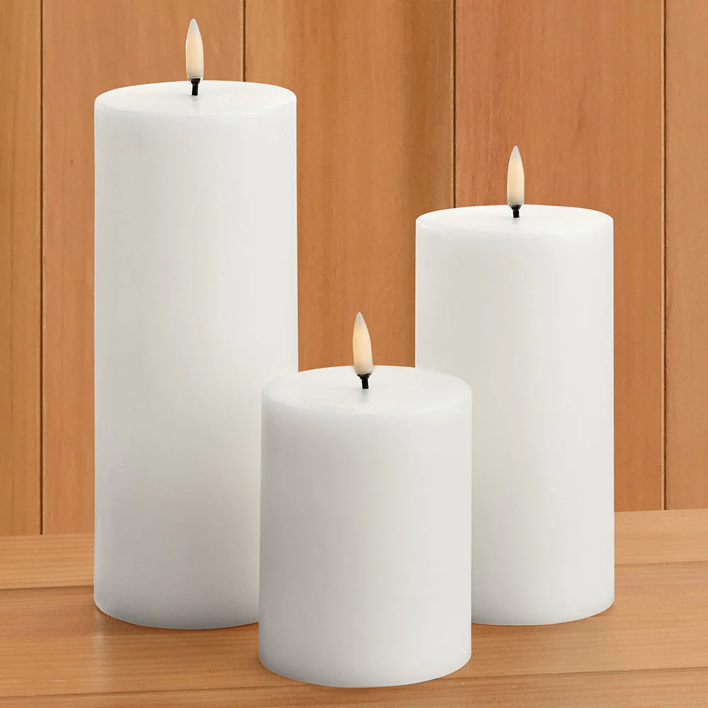 Unscented Flameless Pillar Candle, White - Image 4