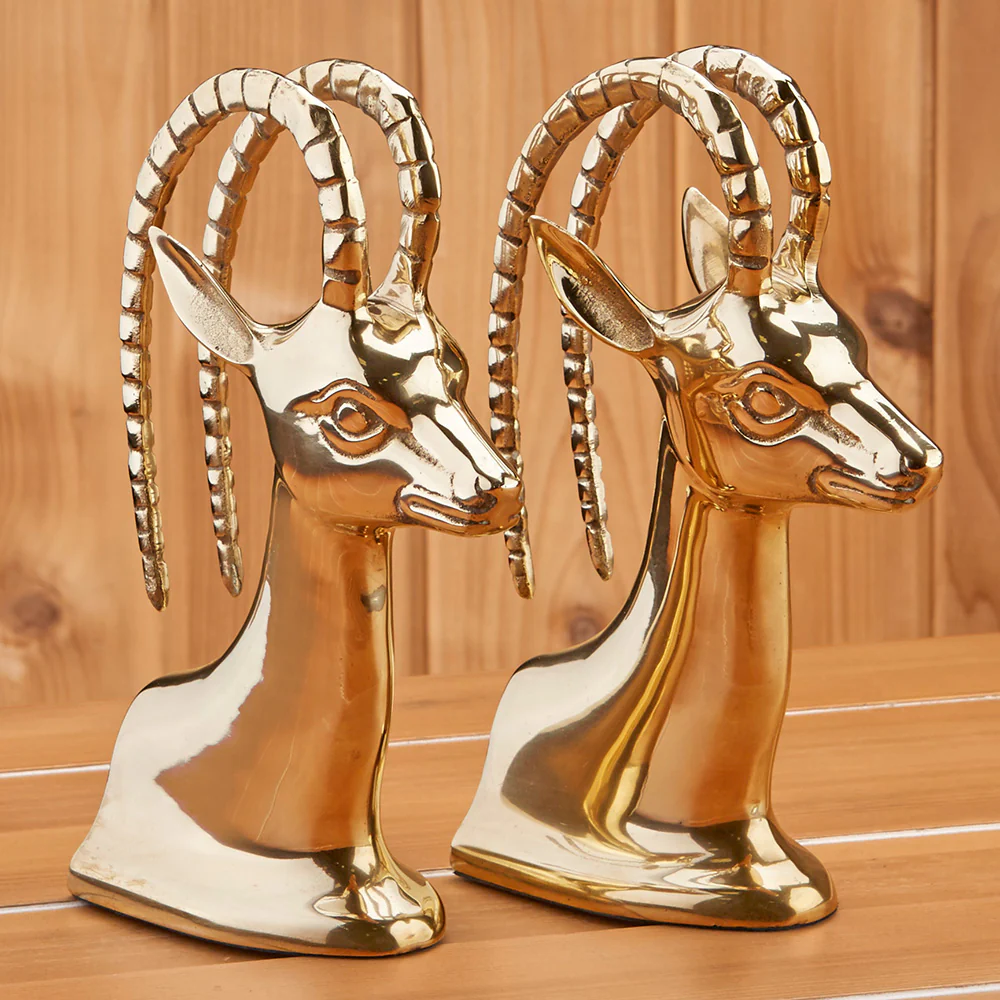 Vintage Brass Gazelle Bookends - Image 2
