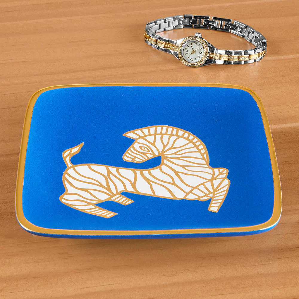 Waylande Gregory Ceramic Catchall Tray, Zebra