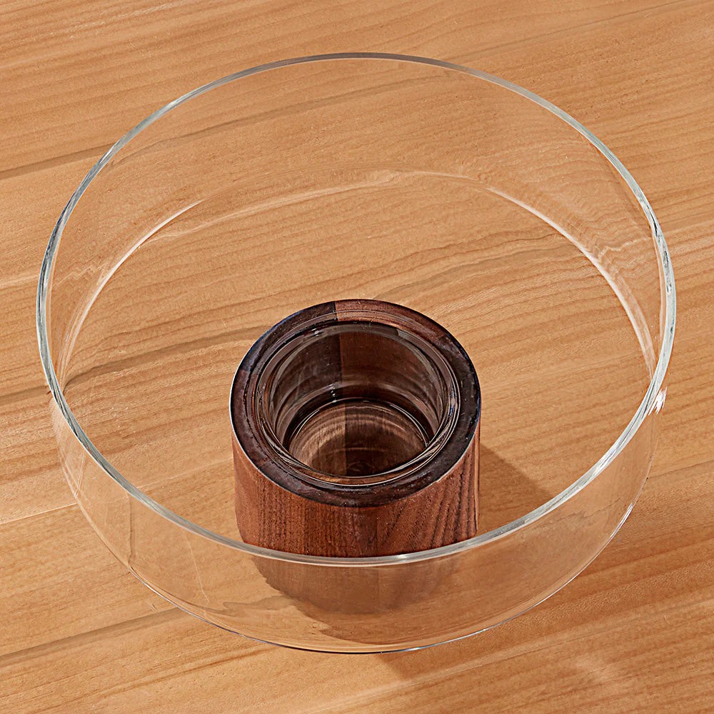West Indies Glass and Walnut Serving Bowl - Image 2