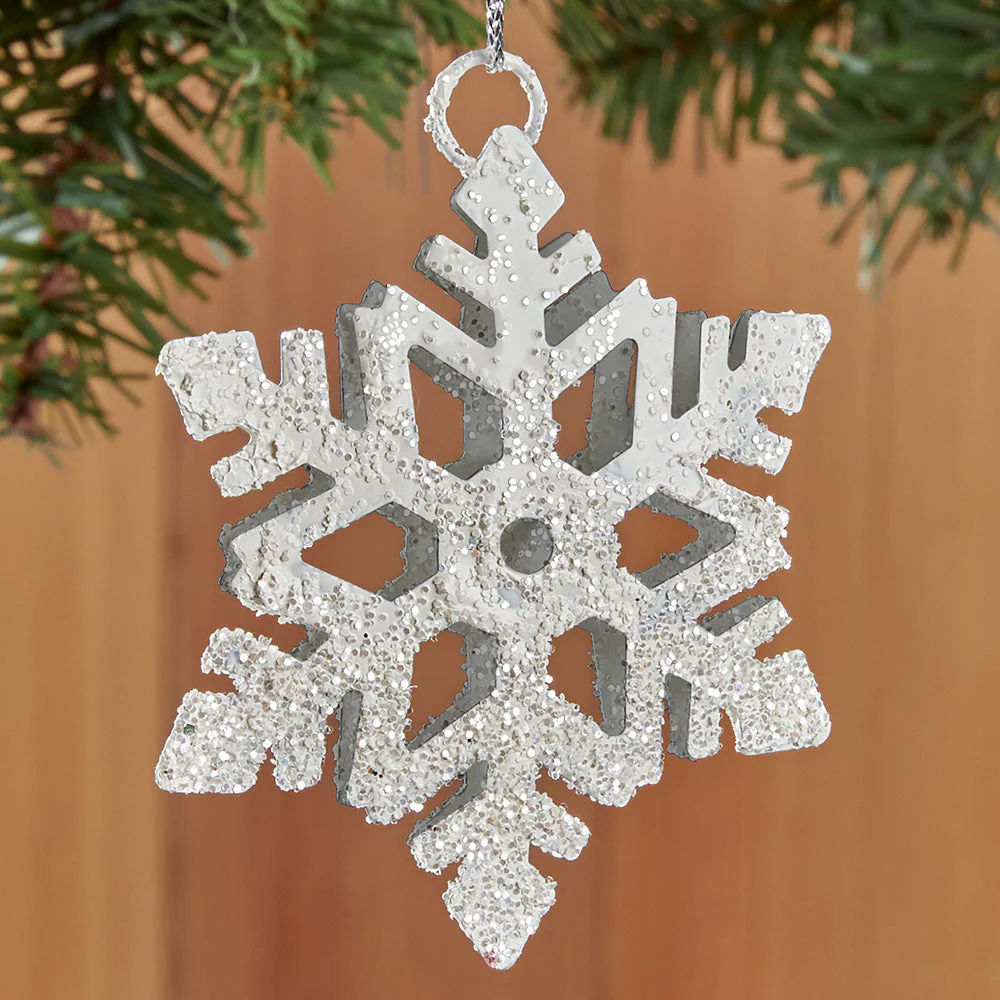White Metal Snowflake Ornament - 3" and 8" - Image 2