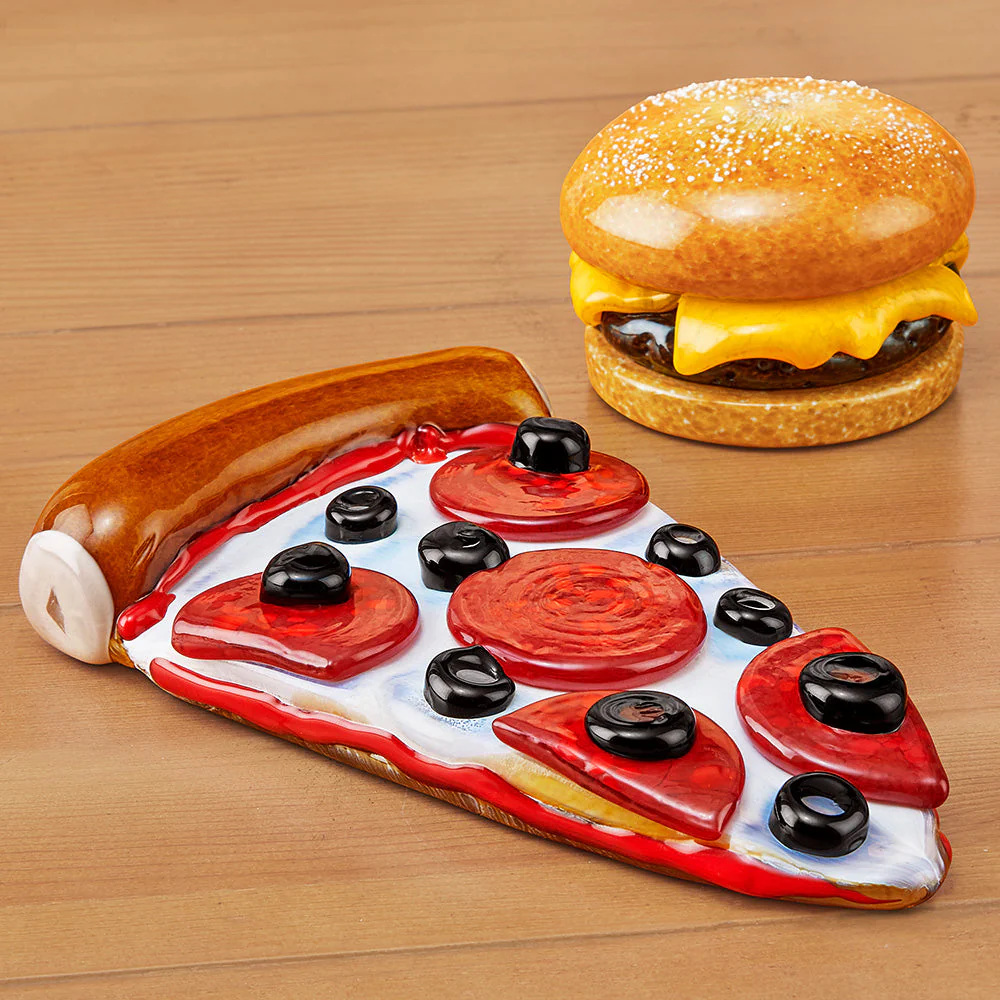 "White Sauce Pizza Slice" Glass Figurine by Cliff Goodman - Image 2