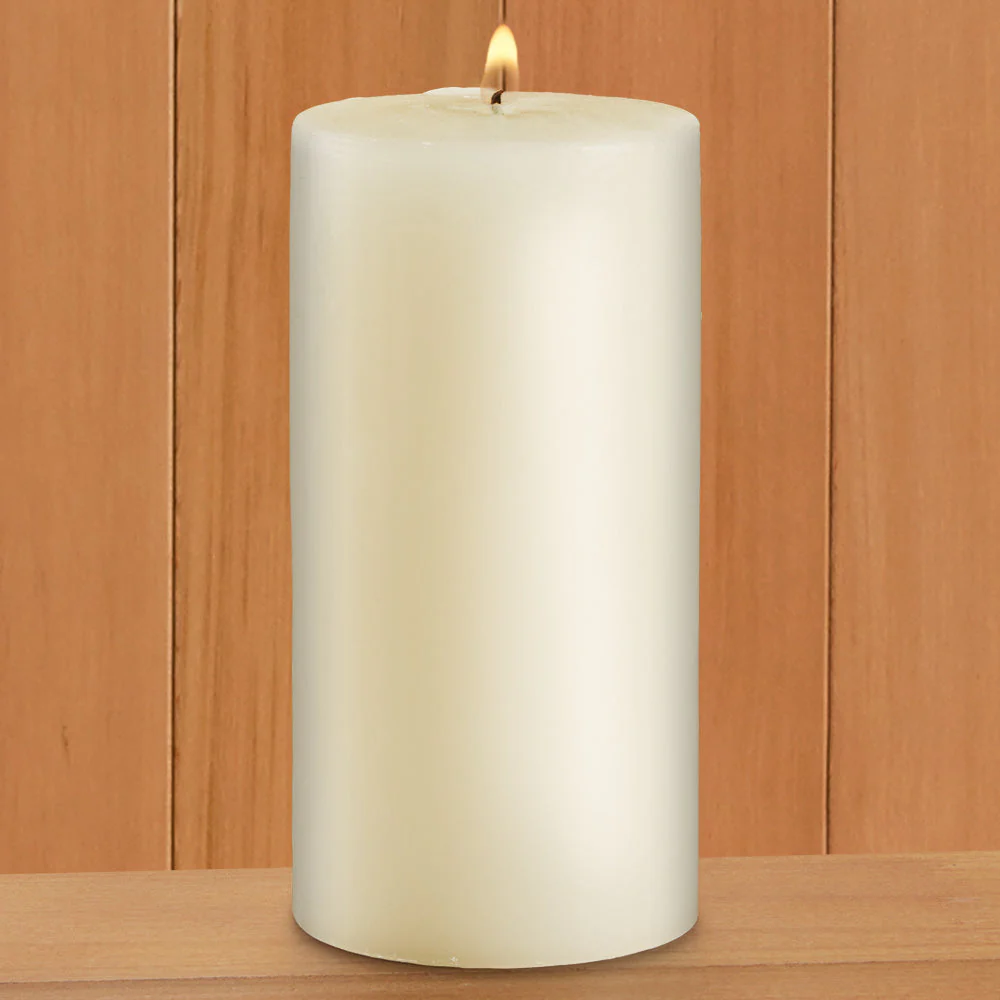 White Unscented Pillar Candle - Image 2