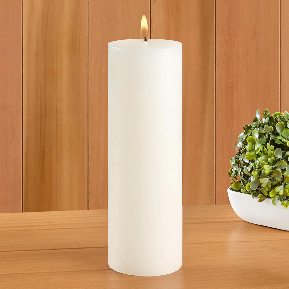 White Unscented Pillar Candle - Image 3