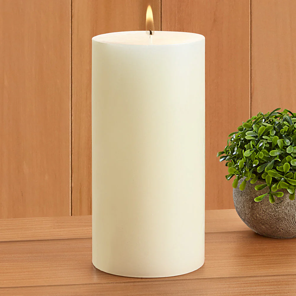 White Unscented Pillar Candle - Image 6