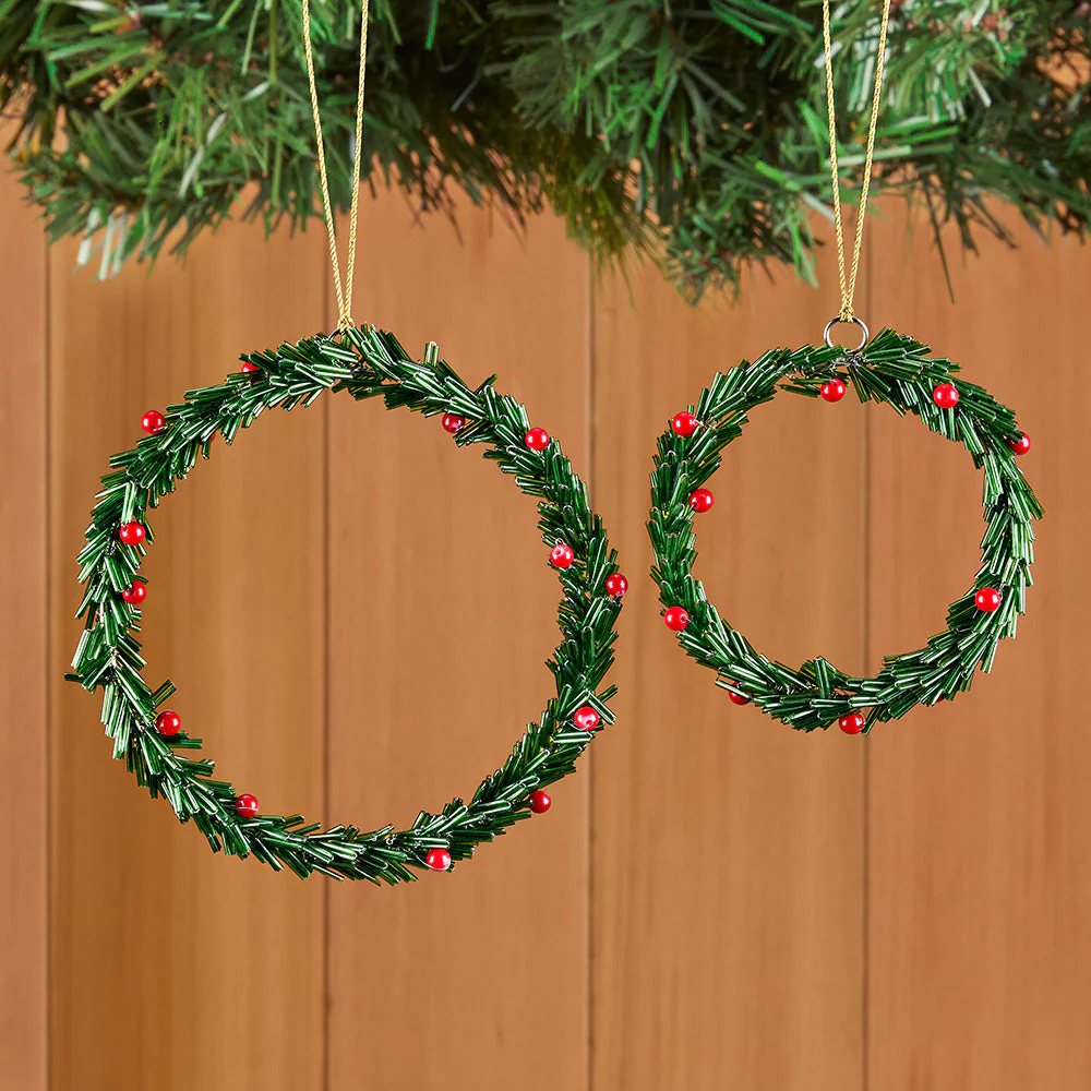 Zodax Beaded Christmas Wreath Ornament - Image 3