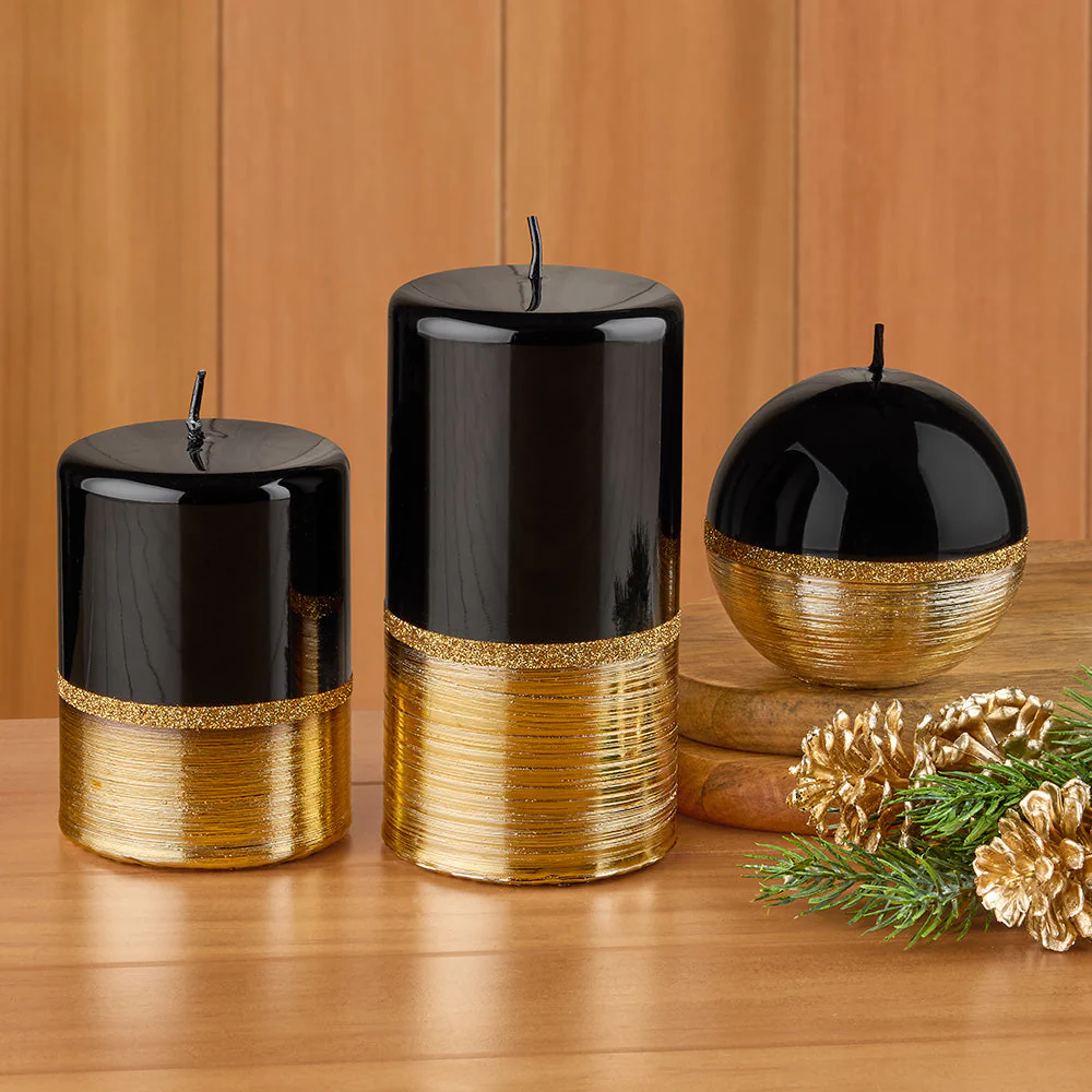Zodax Brushed Gold Metallic Candles, Black - Image 2