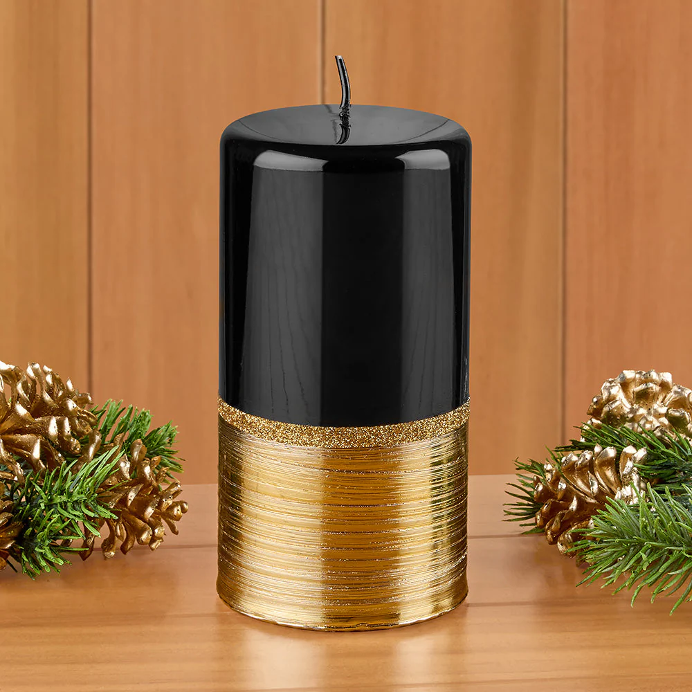 Zodax Brushed Gold Metallic Candles, Black - Image 4