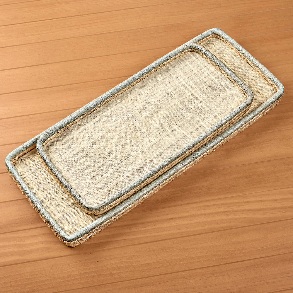 Zodax Laloma Woven Rattan & Abaca Basket Tray - Image 2