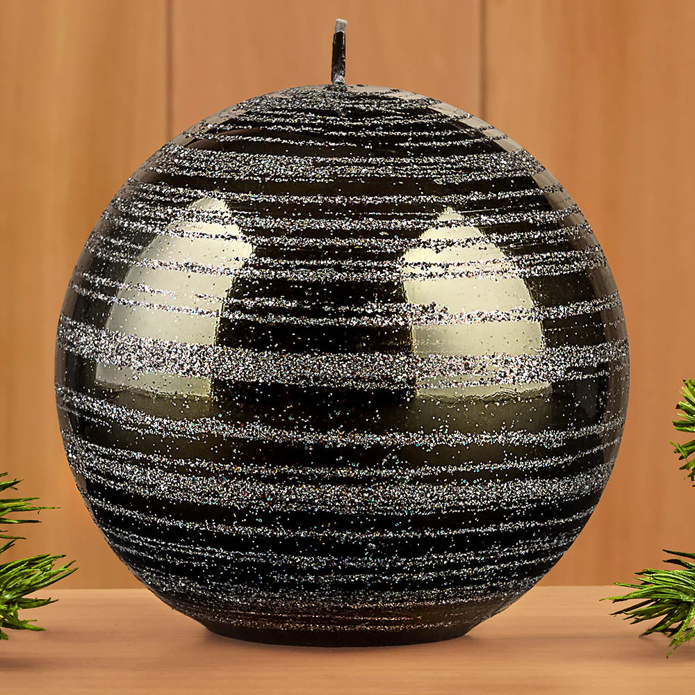 Zodax Metallic Ball Candles, Hunter Green and Gold Glitter - Image 2