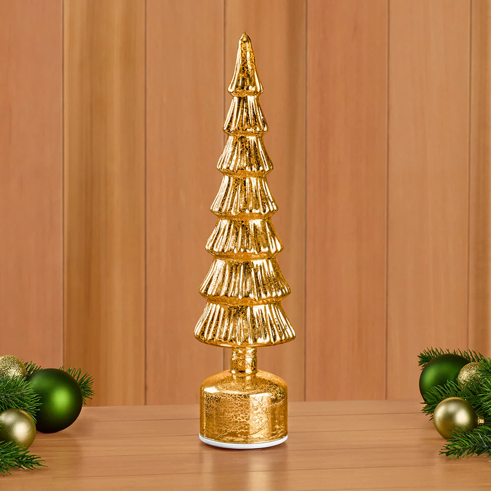 Zodax Rotating Mercury Glass Holiday Evergreen Tree Light - Image 3