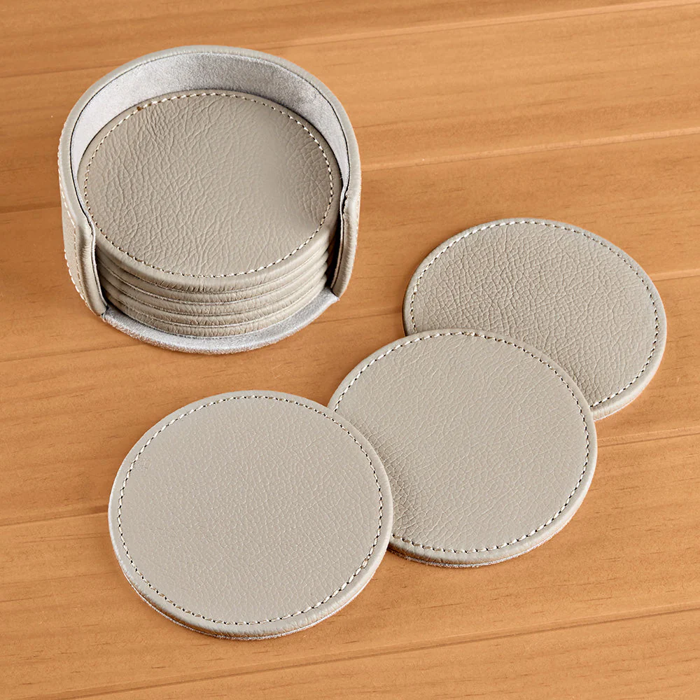 Zodax Ruvo Leather Coaster Set with Holder - Image 2